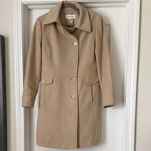 Calvin Klein Women's Camel Wool and Cashmere Coat